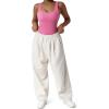 imageSUUKSESS Women Ribbed Sexy Bodysuit Sleeveless Square Neck Padded Tank Top1 Hot Pink
