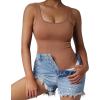 imageSUUKSESS Women Ribbed Sexy Bodysuit Sleeveless Square Neck Padded Tank Top1 Khaki