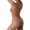 imageSUUKSESS Women Ribbed Sexy Bodysuit Sleeveless Square Neck Padded Tank Top1 Khaki