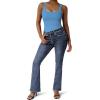 imageSUUKSESS Women Ribbed Sexy Bodysuit Sleeveless Square Neck Padded Tank Top1 Light Blue