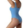 imageSUUKSESS Women Ribbed Sexy Bodysuit Sleeveless Square Neck Padded Tank Top1 Light Blue