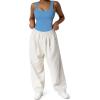 imageSUUKSESS Women Ribbed Sexy Bodysuit Sleeveless Square Neck Padded Tank Top1 Light Blue