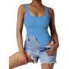 imageSUUKSESS Women Ribbed Sexy Bodysuit Sleeveless Square Neck Padded Tank Top1 Light Blue