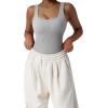 imageSUUKSESS Women Ribbed Sexy Bodysuit Sleeveless Square Neck Padded Tank Top1 Light Grey
