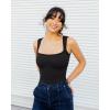 imageSUUKSESS Women Ribbed Square Neck Bodysuit Sleeveless Tank Tops19 Black