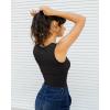 imageSUUKSESS Women Ribbed Square Neck Bodysuit Sleeveless Tank Tops19 Black