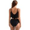 imageSUUKSESS Women Ruffle High Waisted Tankini Swimsuits Tummy Control Bathing Suit98 Black