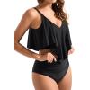 imageSUUKSESS Women Ruffle High Waisted Tankini Swimsuits Tummy Control Bathing Suit98 Black