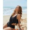 imageSUUKSESS Women Ruffle High Waisted Tankini Swimsuits Tummy Control Bathing Suit98 Black