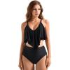 imageSUUKSESS Women Ruffle High Waisted Tankini Swimsuits Tummy Control Bathing Suit98 Black