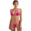 imageSUUKSESS Women Ruffle Thong Bikini Sets Halter String Triangle 2 Piece Swimsuit102 Pink Color Block
