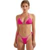 imageSUUKSESS Women Ruffle Thong Bikini Sets Halter String Triangle 2 Piece Swimsuit102 Pink Color Block