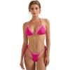 imageSUUKSESS Women Ruffle Thong Bikini Sets Halter String Triangle 2 Piece Swimsuit102 Pink Color Block