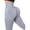 imageSUUKSESS Women Scrunch Butt Lifting Seamless Leggings Booty High Waisted Workout Yoga Pants1 Acid Wash Grey Blue
