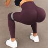 imageSUUKSESS Women Scrunch Butt Lifting Seamless Leggings Booty High Waisted Workout Yoga Pants1 Black Cherry