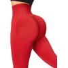 imageSUUKSESS Women Scrunch Butt Lifting Seamless Leggings Booty High Waisted Workout Yoga Pants1 Red