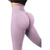 imageSUUKSESS Women Scrunch Butt Lifting Seamless Leggings Booty High Waisted Workout Yoga Pants1 Upgrade Purple
