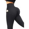 imageSUUKSESS Women Scrunch Butt Lifting Seamless Leggings Booty High Waisted Workout Yoga Pants8 Pockets Black