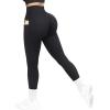 imageSUUKSESS Women Scrunch Butt Lifting Seamless Leggings Booty High Waisted Workout Yoga Pants8 Pockets Black