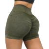 imageSUUKSESS Women Seamless Booty Shorts Butt Lifting High Waisted Workout Shorts3 Acid Wash Army Green