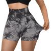 imageSUUKSESS Women Seamless Booty Shorts Butt Lifting High Waisted Workout Shorts3 Black Tie Dye