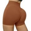 imageSUUKSESS Women Seamless Booty Shorts Butt Lifting High Waisted Workout Shorts3 Brown