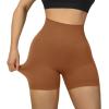 imageSUUKSESS Women Seamless Booty Shorts Butt Lifting High Waisted Workout Shorts3 Brown