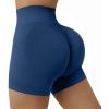 imageSUUKSESS Women Seamless Booty Shorts Butt Lifting High Waisted Workout Shorts3 Dark Blue
