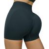 imageSUUKSESS Women Seamless Booty Shorts Butt Lifting High Waisted Workout Shorts3 Deep Green