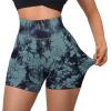 imageSUUKSESS Women Seamless Booty Shorts Butt Lifting High Waisted Workout Shorts3 Deep Green Tie Dye