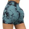 imageSUUKSESS Women Seamless Booty Shorts Butt Lifting High Waisted Workout Shorts3 Deep Green Tie Dye