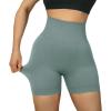 imageSUUKSESS Women Seamless Booty Shorts Butt Lifting High Waisted Workout Shorts3 Light Green