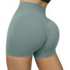 imageSUUKSESS Women Seamless Booty Shorts Butt Lifting High Waisted Workout Shorts3 Light Green