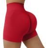 imageSUUKSESS Women Seamless Booty Shorts Butt Lifting High Waisted Workout Shorts3 Red
