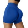 imageSUUKSESS Women Seamless Booty Shorts Butt Lifting High Waisted Workout Shorts3 Royal Blue