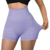 imageSUUKSESS Women Seamless Booty Shorts Butt Lifting High Waisted Workout Shorts3 Violet