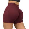 imageSUUKSESS Women Seamless Booty Shorts Butt Lifting High Waisted Workout Shorts3 Wine Red