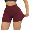 imageSUUKSESS Women Seamless Booty Shorts Butt Lifting High Waisted Workout Shorts3 Wine Red