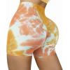 imageSUUKSESS Women Seamless Booty Shorts Butt Lifting High Waisted Workout Shorts3 Yellow Tie Dye