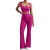 imageSUUKSESS Women Seamless Gym Set Tummy Control Flare Legging Square Neck Crop Top