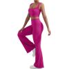 imageSUUKSESS Women Seamless Gym Set Tummy Control Flare Legging Square Neck Crop Top