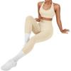 imageSUUKSESS Women Seamless Halter Sports Bra Open Back Padded Workout Crop Tank TopsBeige