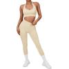 imageSUUKSESS Women Seamless Halter Sports Bra Open Back Padded Workout Crop Tank TopsBeige
