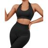 imageSUUKSESS Women Seamless Halter Sports Bra Open Back Padded Workout Crop Tank TopsBlack