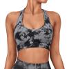imageSUUKSESS Women Seamless Halter Sports Bra Open Back Padded Workout Crop Tank TopsBlack Tie Dye
