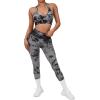 imageSUUKSESS Women Seamless Halter Sports Bra Open Back Padded Workout Crop Tank TopsBlack Tie Dye