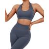 imageSUUKSESS Women Seamless Halter Sports Bra Open Back Padded Workout Crop Tank TopsBlue