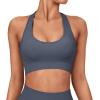 imageSUUKSESS Women Seamless Halter Sports Bra Open Back Padded Workout Crop Tank TopsBlue