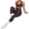 imageSUUKSESS Women Seamless Halter Sports Bra Open Back Padded Workout Crop Tank TopsDark Brown