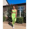 imageSUUKSESS Women Seamless Halter Sports Bra Open Back Padded Workout Crop Tank TopsGreen